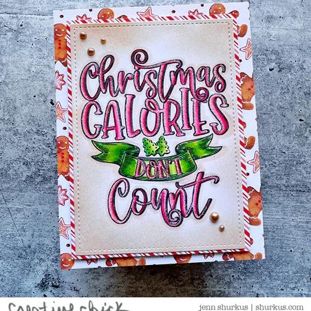 Christmas Calories - 4x5 Rubber Cling Background Stamp Set - Honey Bee Stamps