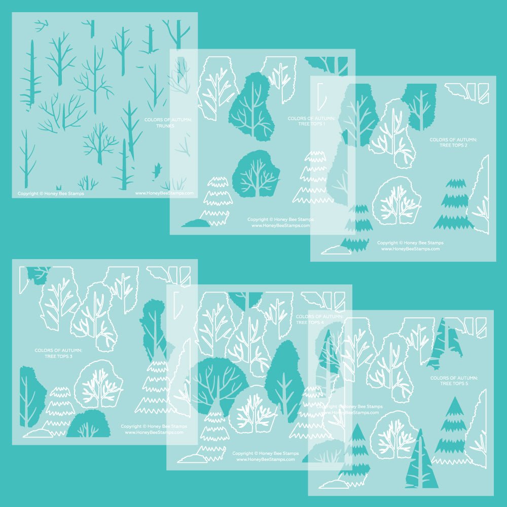 Colors Of Autumn - Set of 6 - 6"x6" Background Stencils - Honey Bee Stamps