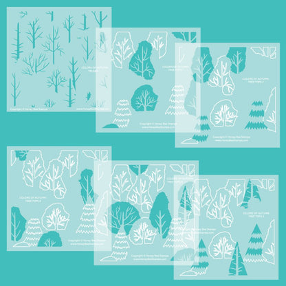 Colors Of Autumn - Set of 6 - 6"x6" Background Stencils - Honey Bee Stamps