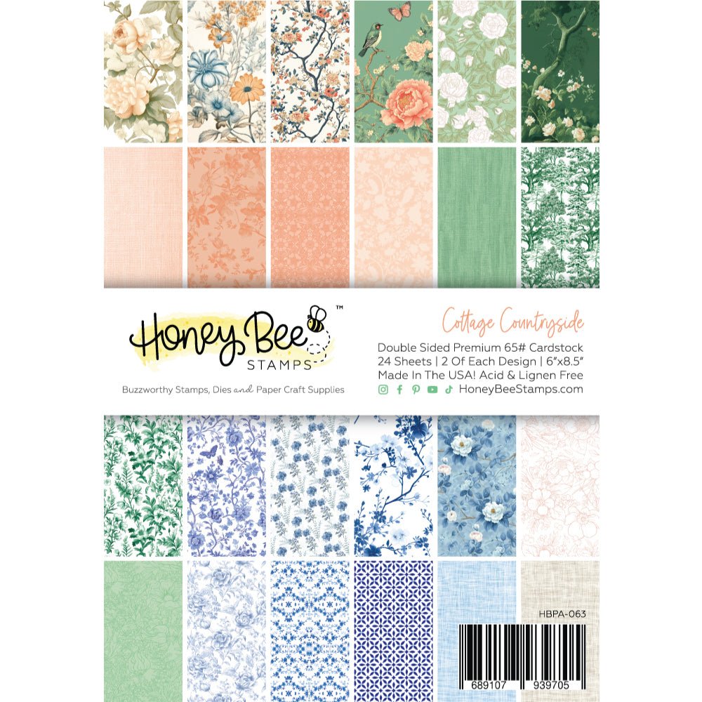 Cottage Countryside Paper Pad 6x8.5 - 24 Double - Sided Sheets - Honey Bee Stamps