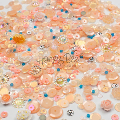 Cozy Bloom - Sequin Mix with Rose and Flower Charms - Honey Bee Stamps