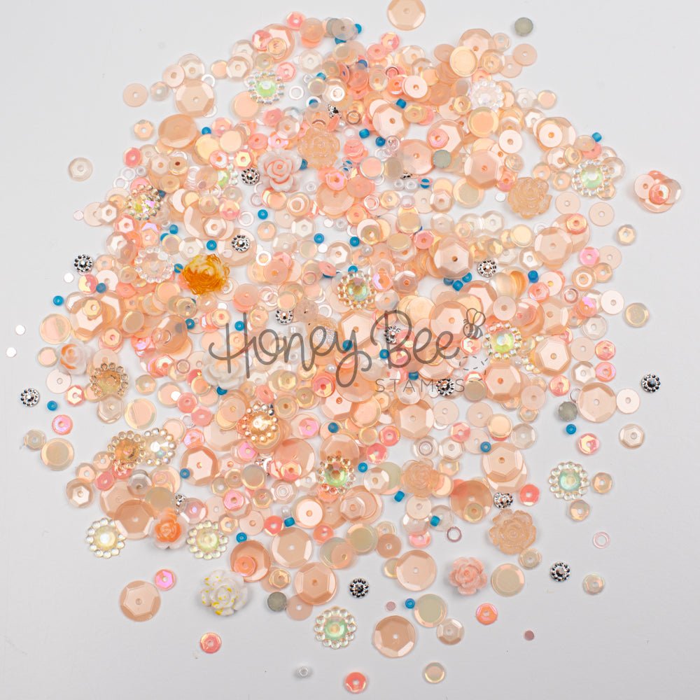 Cozy Bloom - Sequin Mix with Rose and Flower Charms - Honey Bee Stamps