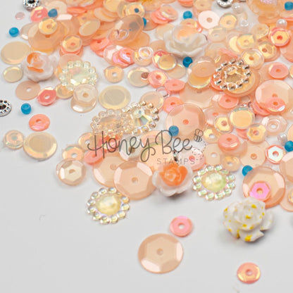 Cozy Bloom - Sequin Mix with Rose and Flower Charms - Honey Bee Stamps