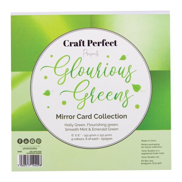 Craft Perfect Mirror Card Collection 6x6 24/pkg - Glourious Green - Honey Bee Stamps