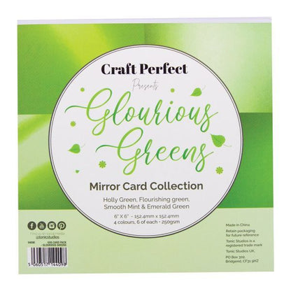 Craft Perfect Mirror Card Collection 6x6 24/pkg - Glourious Green - Honey Bee Stamps