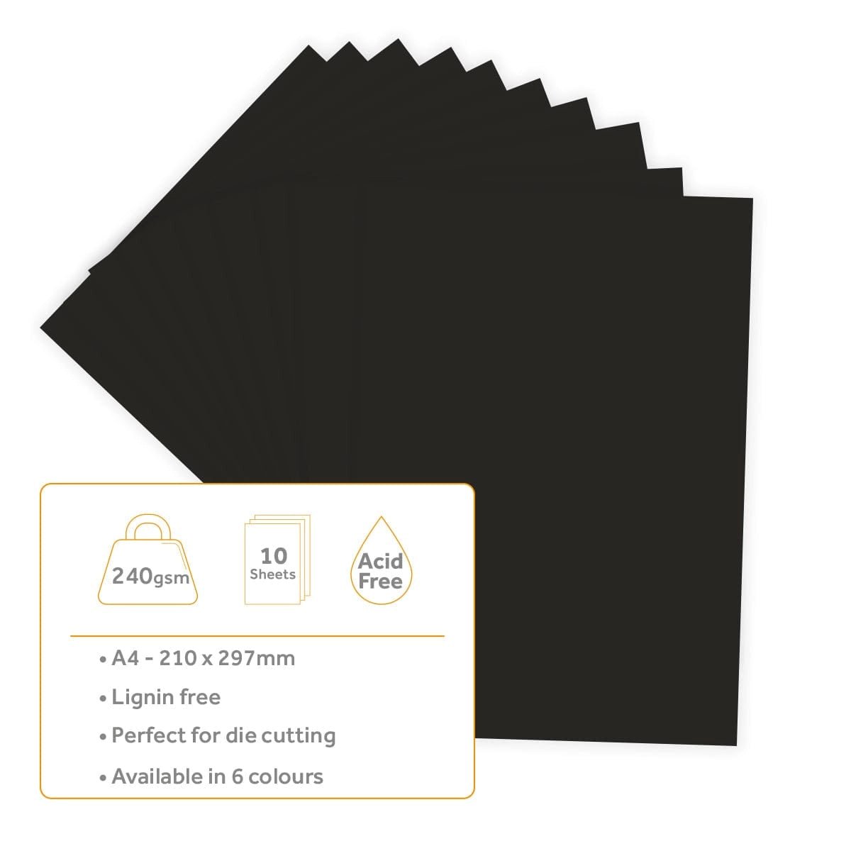 Craft Perfect Smooth Card - A4-300gsm 10 Pack - Jet Black - Honey Bee Stamps