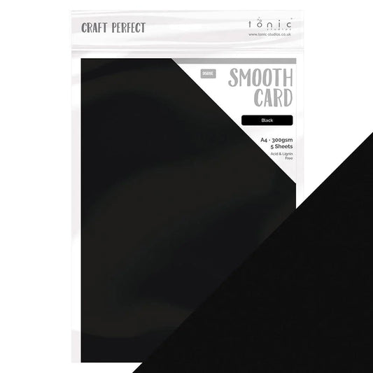 Craft Perfect Smooth Card - A4 - 300gsm 5/pkg Jet Black - Honey Bee Stamps