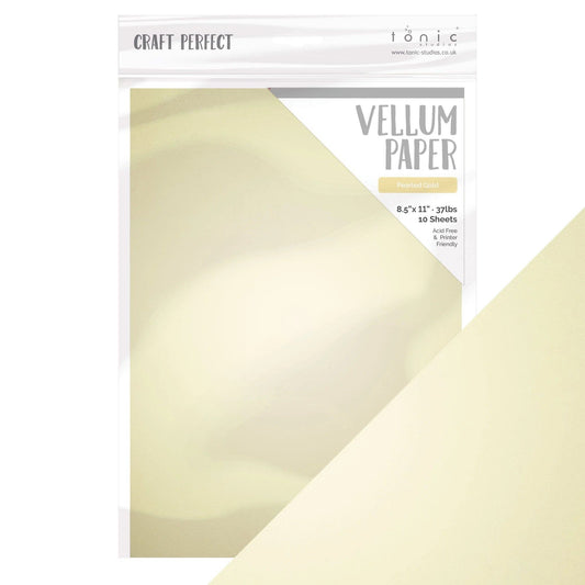 Craft Perfect Vellum Paper - 8.5x11 5/pkg - Pearled Gold - Honey Bee Stamps