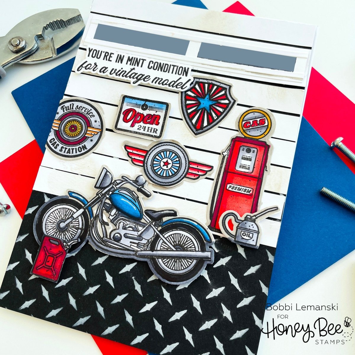 Dad's Garage - 4x6 Photopolymer Stamp Set - Honey Bee Stamps