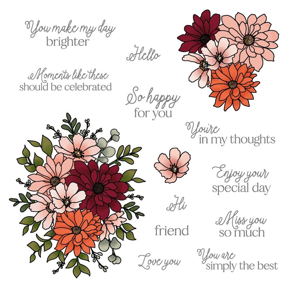 Daisy Layers Bouquet - 6x8 Photopolymer Stamp Set - Honey Bee Stamps