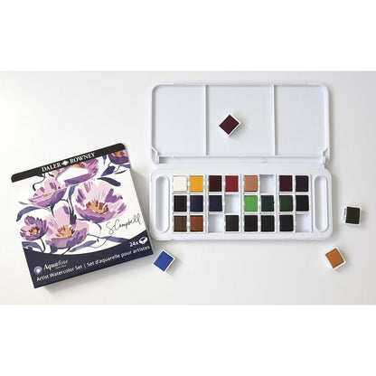 Daler - Rowney Aquafine Watercolor Half Pan Set - Shayda Campbell, Set of 24 - Honey Bee Stamps