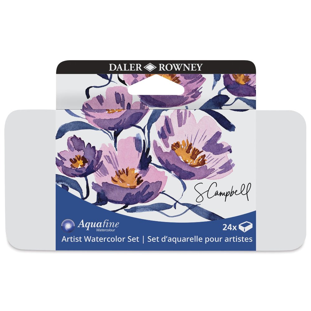 Daler - Rowney Aquafine Watercolor Half Pan Set - Shayda Campbell, Set of 24 - Honey Bee Stamps