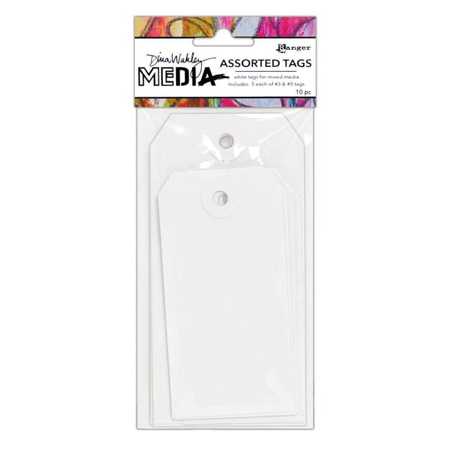 Dina Wakley by Ranger #3 and #5 Assorted Media Tags - White - Honey Bee Stamps
