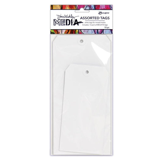 Dina Wakley by Ranger 8 and 10 Assorted Media Tags - White - Honey Bee Stamps
