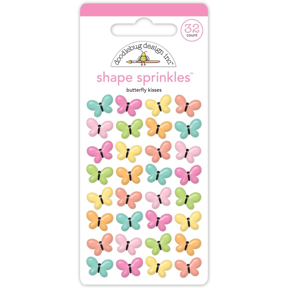 Doodlebug Sprinkles Adhesive Glossy Enamel Shapes - Butterfly Kisses 32/Pkg - Honey Bee Stamps
