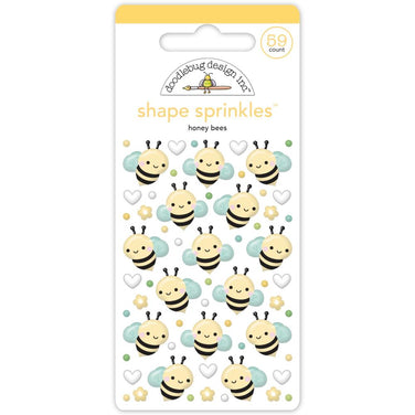 Doodlebug Sprinkles Adhesive Glossy Enamel Shapes - Honey Bees - Honey Bee Stamps