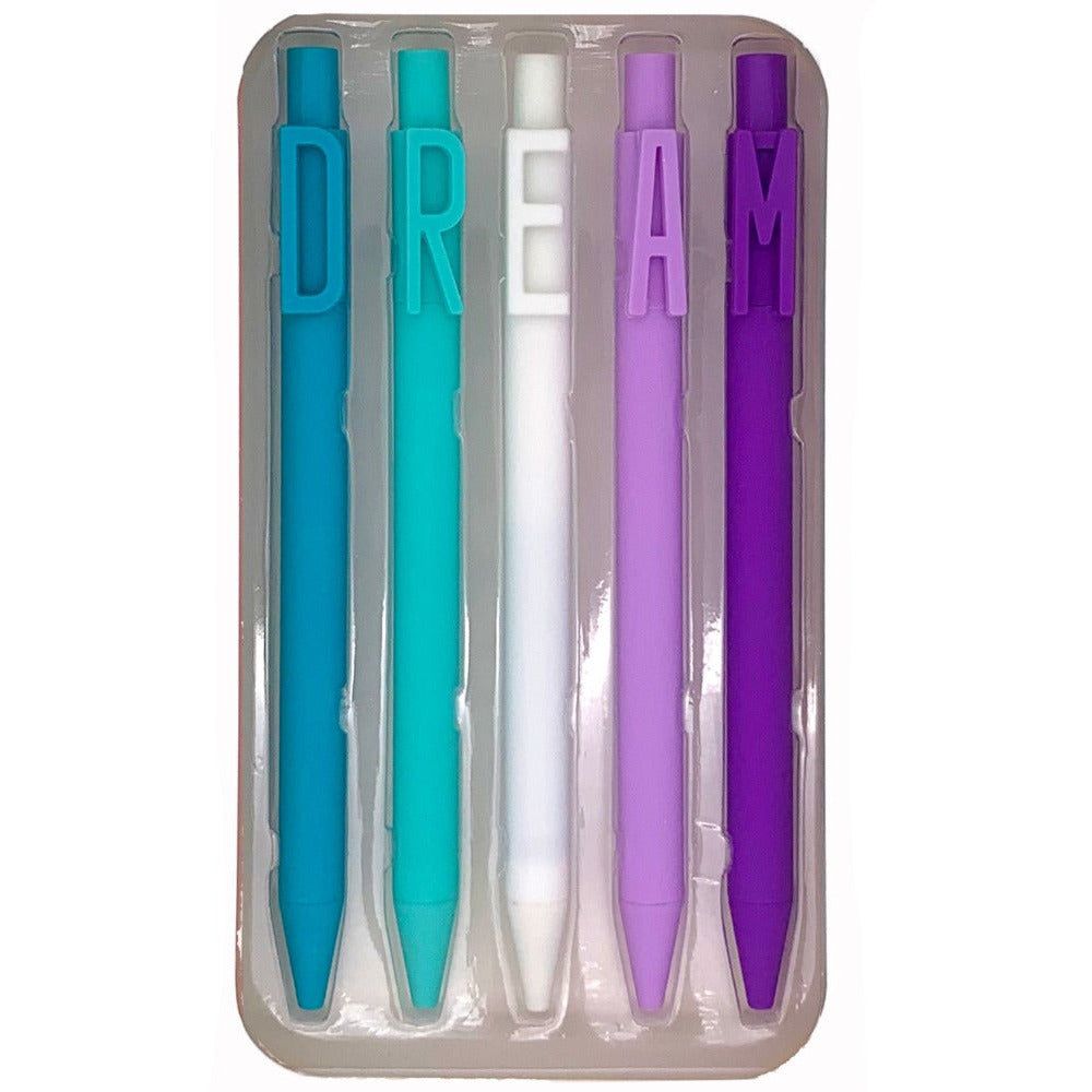 DREAM Word Play Set of 5 Black Gel Clip Pens - Honey Bee Stamps