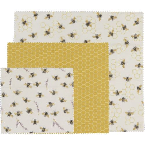 Ecologie Reusable Beeswax Wraps Set Of 3 by Danica - Honey Bee Stamps