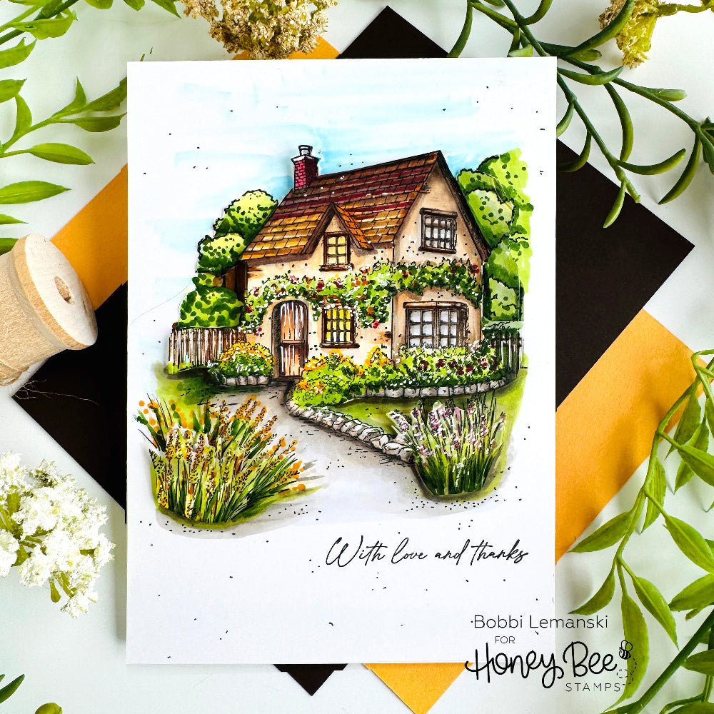 English Cottage - 4.25x5 Rubber Cling Stamp Set - Honey Bee Stamps