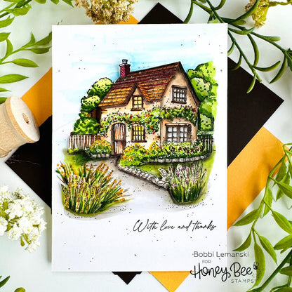 English Cottage - 4.25x5 Rubber Cling Stamp Set - Honey Bee Stamps