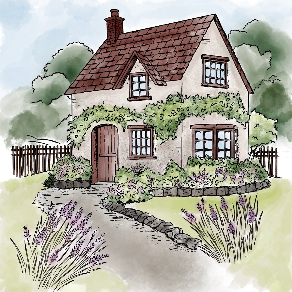 English Cottage - 4.25x5 Rubber Cling Stamp Set - Honey Bee Stamps