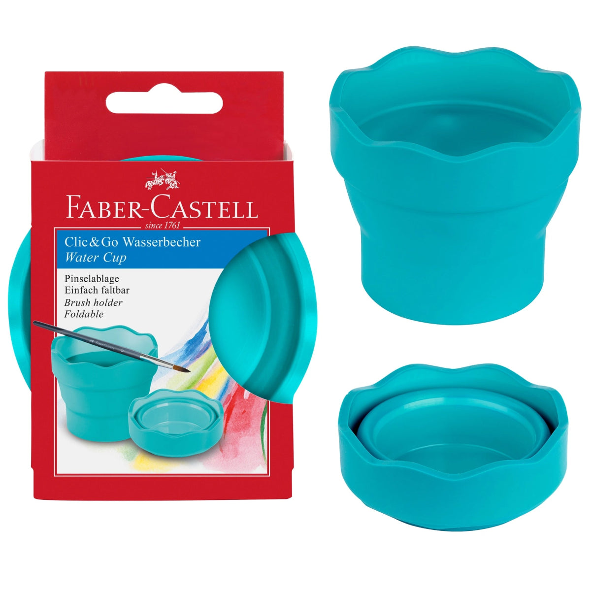 Faber - Castell Collapsible Paint Water Cup - Teal - Honey Bee Stamps