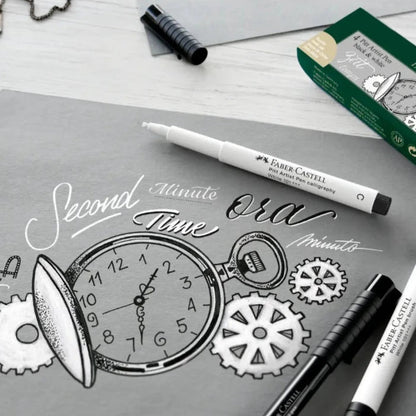 Faber - Castell Pitt Artist Pen, Black & White - Wallet of 4 - Honey Bee Stamps