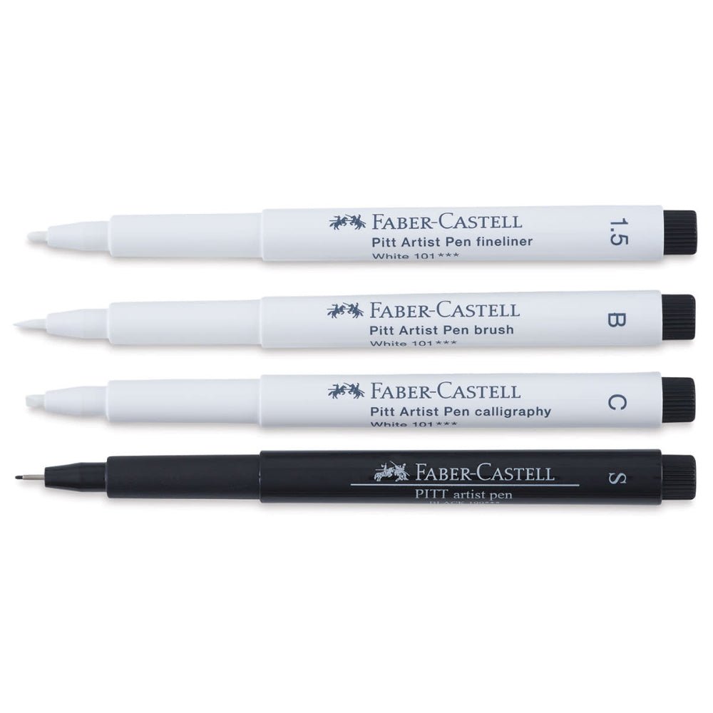 Faber - Castell Pitt Artist Pen, Black & White - Wallet of 4 - Honey Bee Stamps