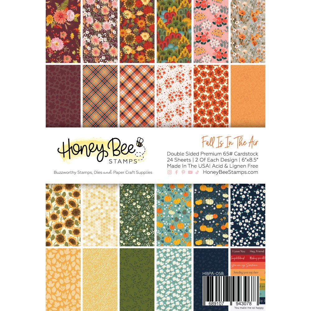 Fall Is In The Air Paper Pad 6x8.5 - 24 Double - Sided Sheets - Honey Bee Stamps