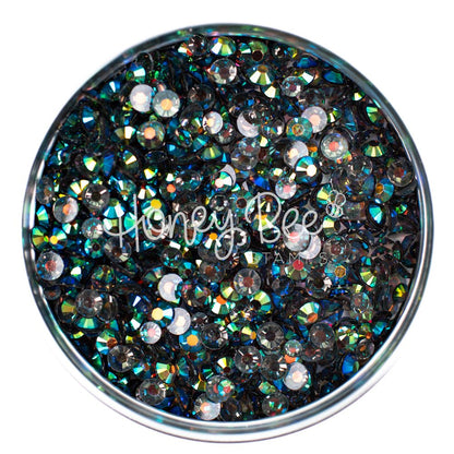 Field - Flat Back Rhinestone Emerald and Teal AB Mix 2mm to 5mm size - Honey Bee Stamps