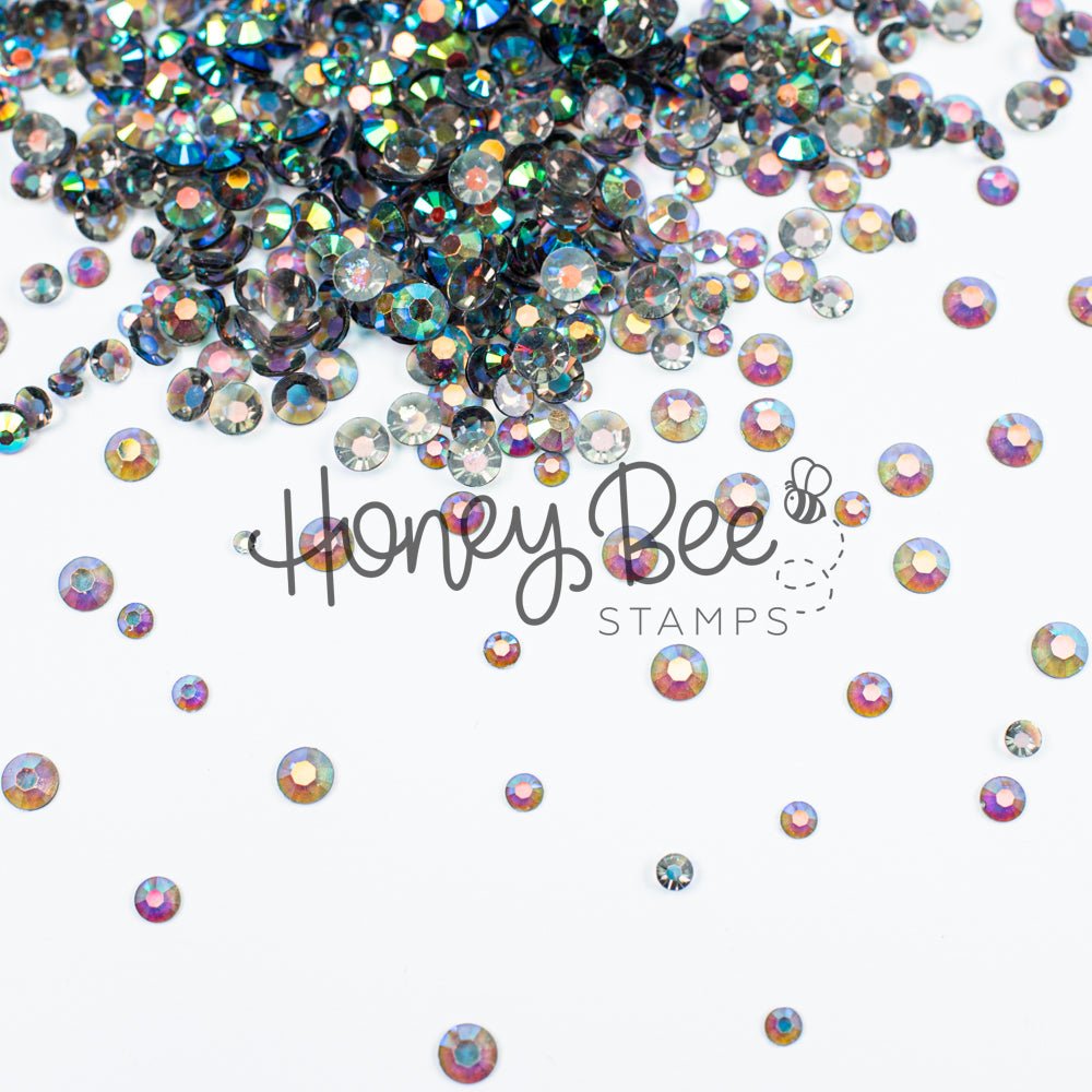 Field - Flat Back Rhinestone Emerald and Teal AB Mix 2mm to 5mm size - Honey Bee Stamps