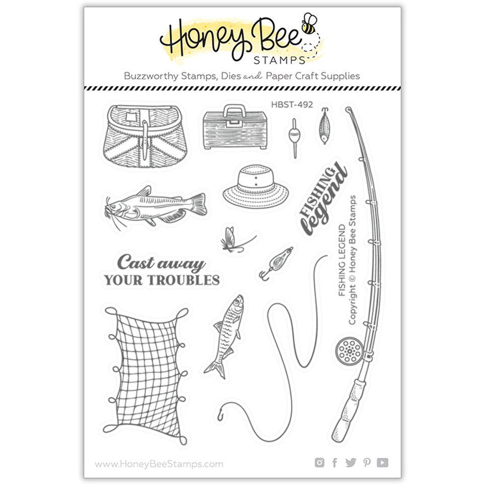 Fishing Legend - 5x6 Photopolymer Stamp Set - Honey Bee Stamps