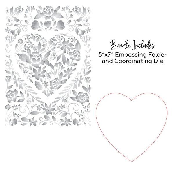 Floral Heart 3D Embossing Folder and Coordinating Die Set – Honey