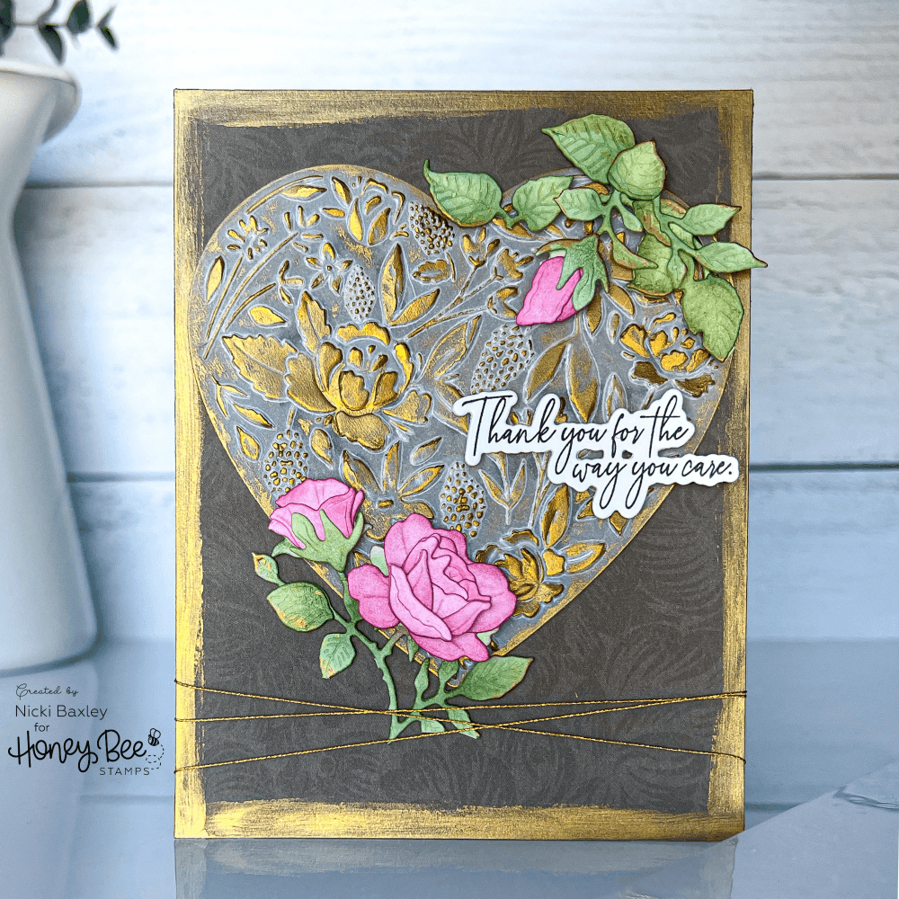 Floral Heart 3D Embossing Folder and Coordinating Die Set - Honey Bee Stamps