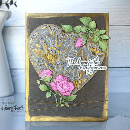 Floral Heart 3D Embossing Folder and Coordinating Die Set - Honey Bee Stamps