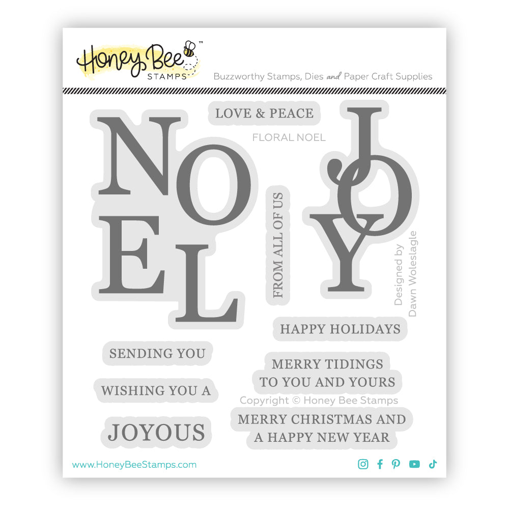 Floral Noel - 4x4 Photopolymer Stamp Set - Honey Bee Stamps