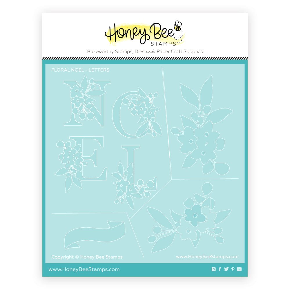 Floral Noel - Set of 6 - 6"x6" Coordinating Stencils - Honey Bee Stamps