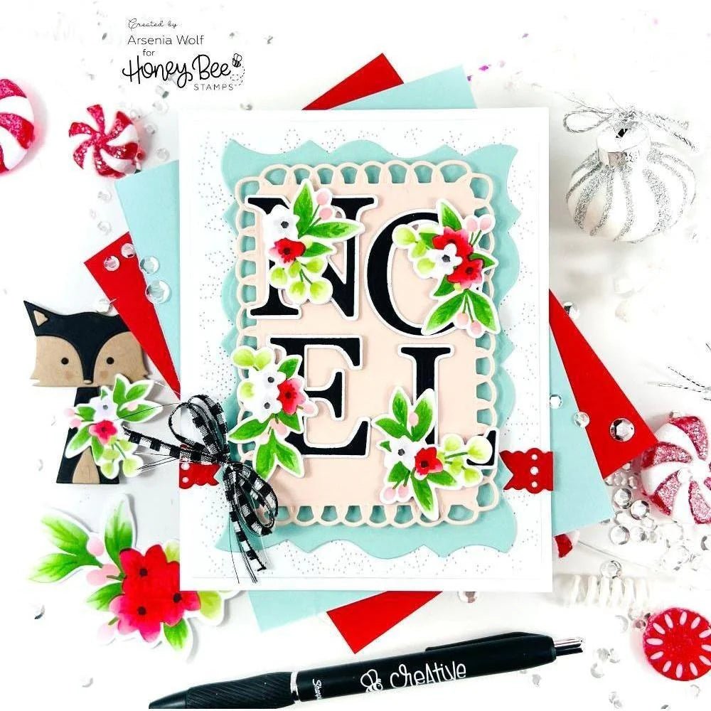 Floral Noel - Set of 6 - 6"x6" Coordinating Stencils - Honey Bee Stamps