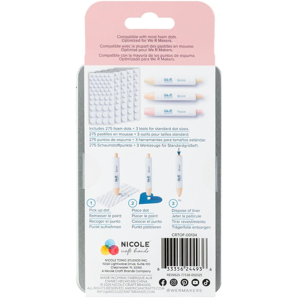 Foam Dot Setter Kit - Set of 3 Sizes 6mm, 8mm, 11mm by We R Memory Keepers - Honey Bee Stamps