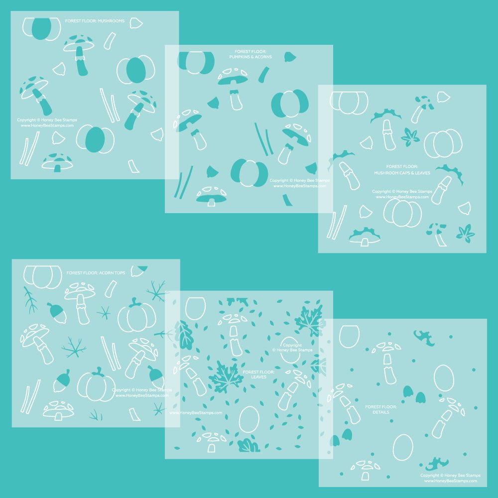 Forest Floor - Set of 6 - 6"x6" Background Stencils - Honey Bee Stamps