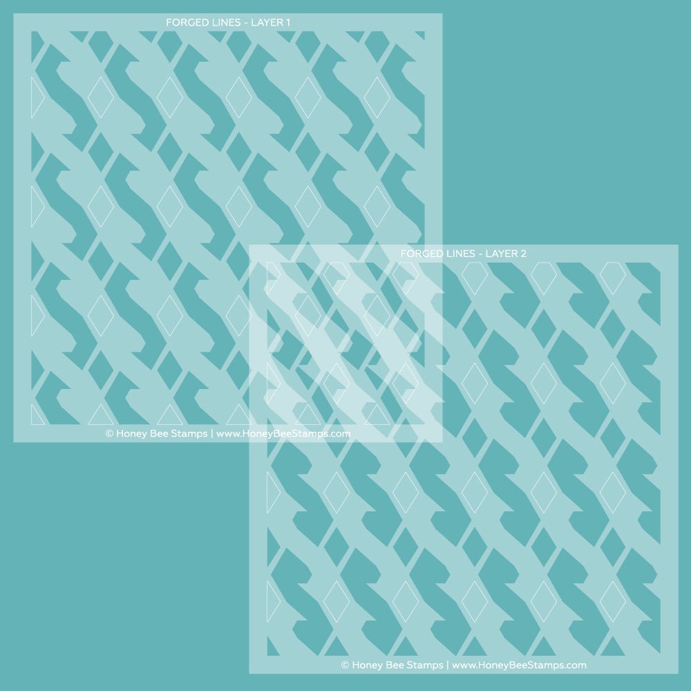 Forged Lines - 6"x6" Stencil Set of 2 Layering Background Stencils - Honey Bee Stamps