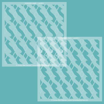 Forged Lines - 6"x6" Stencil Set of 2 Layering Background Stencils - Honey Bee Stamps