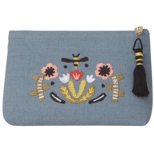 Frida Sweet Bees Embroidery Small Cosmetic Bag - Honey Bee Stamps
