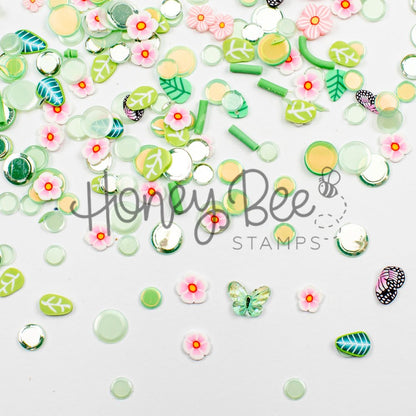 Garden Dreams - Sequin and Clay Mix, Includes Tiny Crystal Butterfly Charm - Honey Bee Stamps