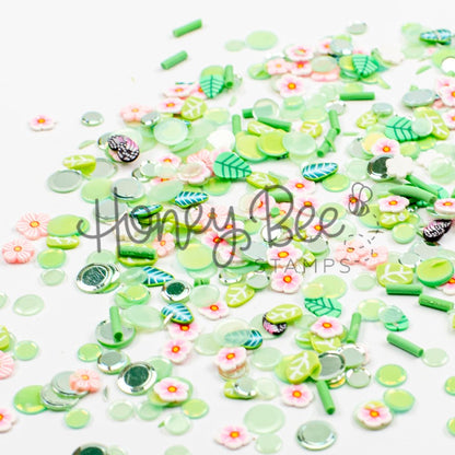 Garden Dreams - Sequin and Clay Mix, Includes Tiny Crystal Butterfly Charm - Honey Bee Stamps