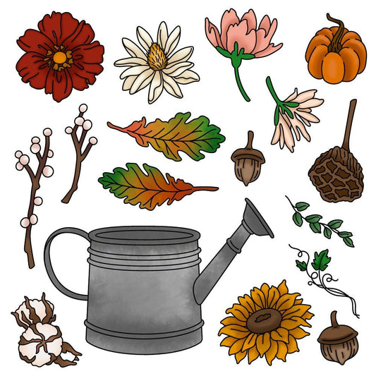 Garden Harvest Florals - 6x6 Photopolymer Stamp Set - Retiring - Honey Bee Stamps