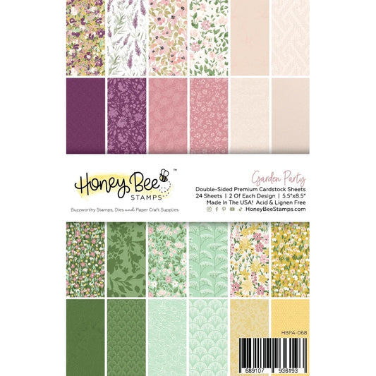 Garden Party Paper Pack - 5.5"x8.5" - 24 Double - Sided Sheets - Includes Paper Organizer! - Honey Bee Stamps