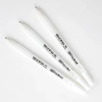 Gelly Roll Classic Point White Gel Pens 3/Pkg White - Fine 05, Med 08, Bold 10 - Honey Bee Stamps
