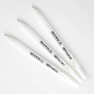 Gelly Roll Classic Point White Gel Pens 3/Pkg White - Fine 05, Med 08, Bold 10 - Honey Bee Stamps