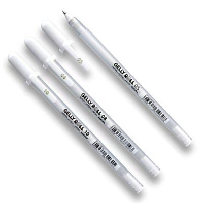 Gelly Roll Classic Point White Gel Pens 3/Pkg White - Fine 05, Med 08, Bold 10 - Honey Bee Stamps